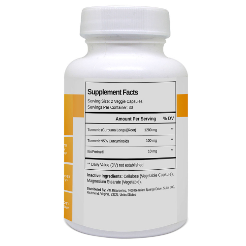 Supplement Facts for Turmeric Plus